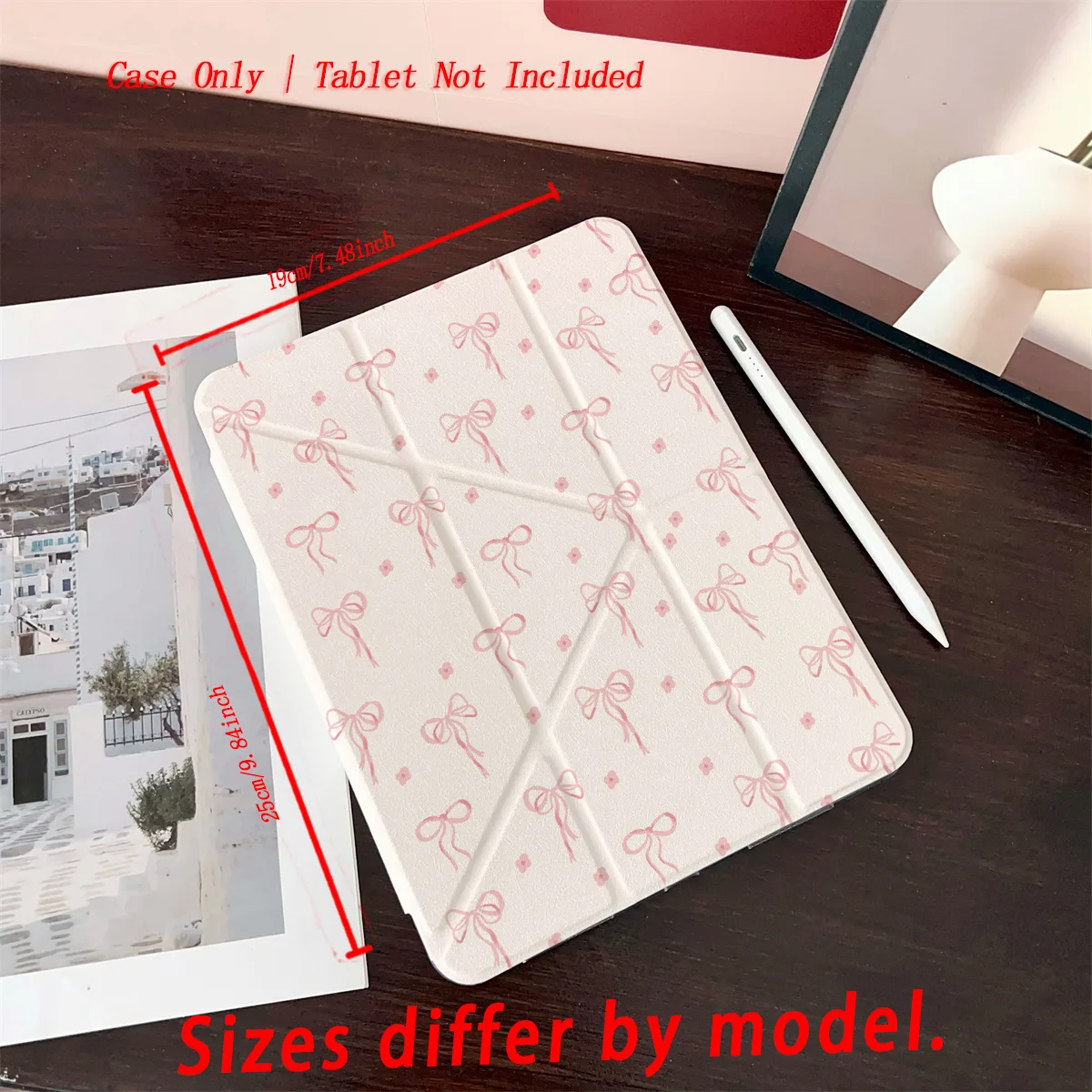 Trendy Chic Y-Fold Acrylic Adorable Pink Ribbon Bow Designs iPad Cover For Apple iPad 10th Gen Pro11 Air 4 Mini6 Protective Case