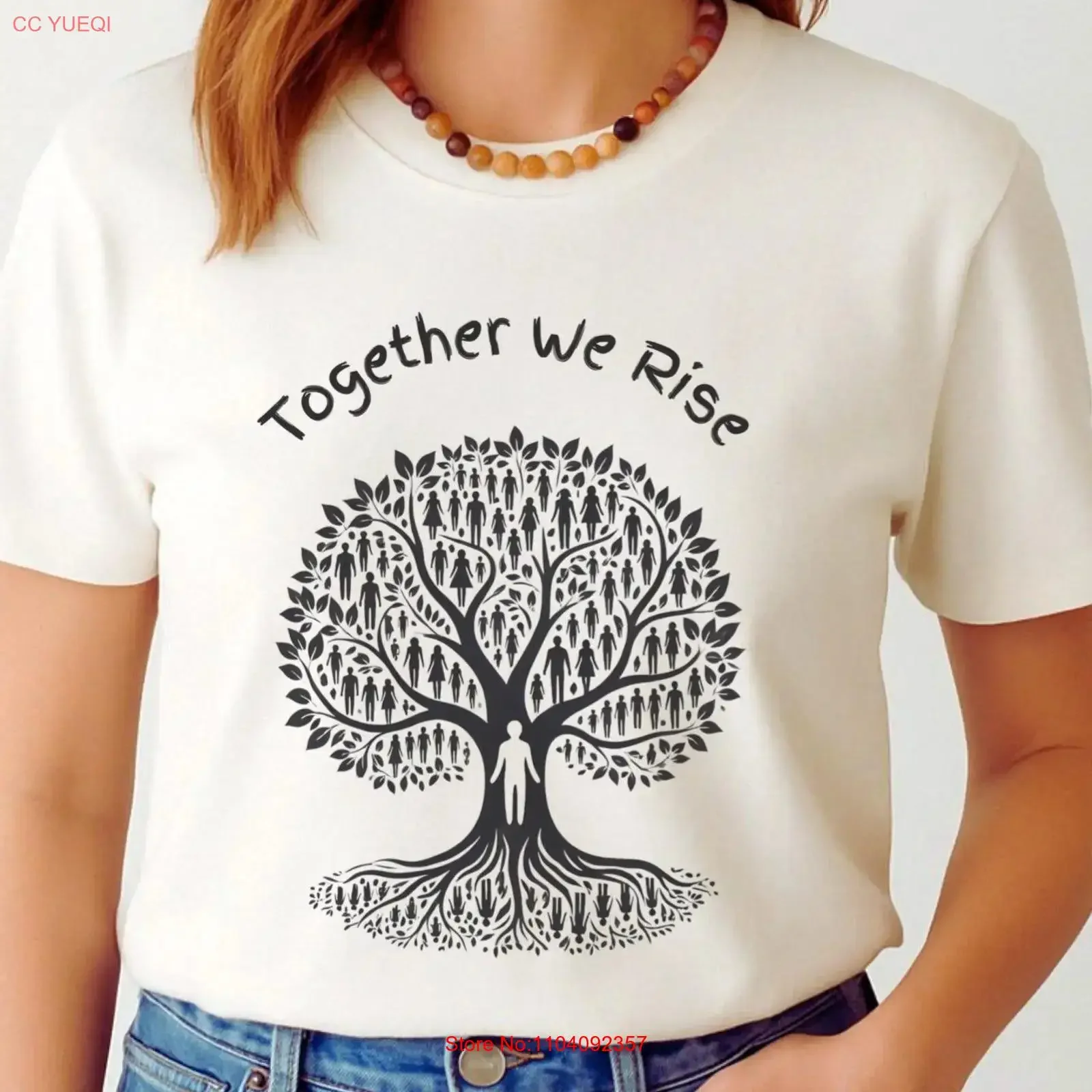 Camiseta 'Juntos Subimos' con Diseño Árbol de la Unidad, Top de Empoderamiento, Curación, Comunidad y Fuerza, Ropa Vintage Lavada