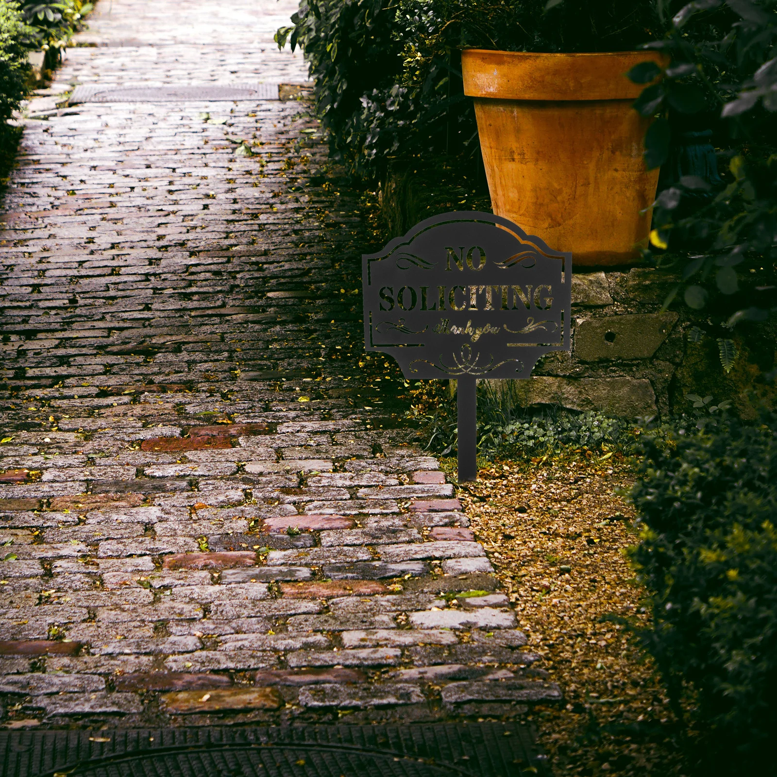 

Outdoor No Sign Metal Garden Warning Decor For Lawn Yard Front Door Security Yard Sign Iron Security Stake Rustproof