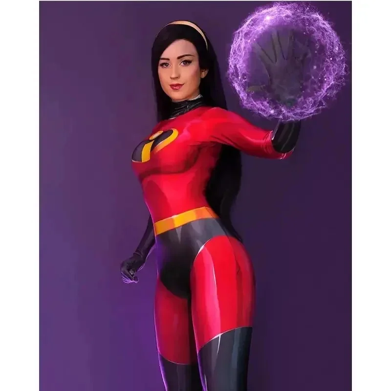 Premium Outfit Anime Halloween Elastigirl Cosplay Costume The Incredibles 2 Superhero Zentai Bodysuit Female Jumpsuits A view 2