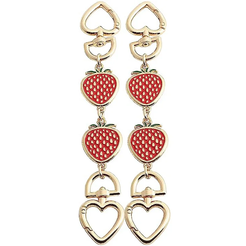 AT16 Purse Chain,Bag Extender Purse Chain Strap for Women Bags Purse Shoulder Belt Chain Red Strawberry Heart 2Pcs