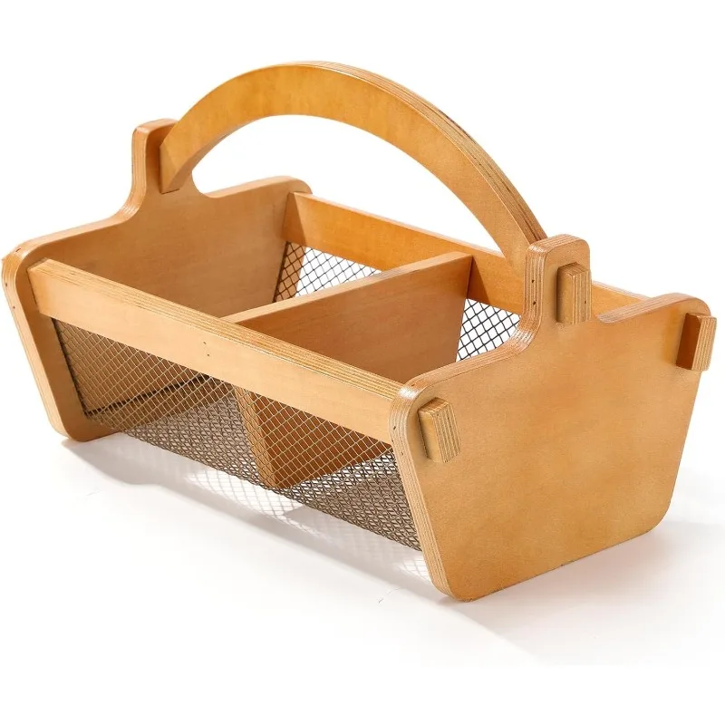 Cesta de cosecha Hod para jardín, cestas de jardín de malla metálica con 2 compartimentos para verduras, flores, frutas, suministro de jardinería, regalo para jardinero