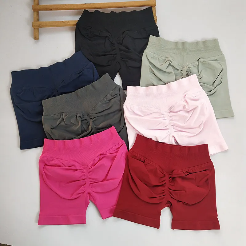 Nahtloser Fitnessanzug Gym Yoga Sport Kurzarm-Shirts Fitness Hochgeschnittene Shorts Yoga-Sets Yoga-Oberteile Po-Lifting-Shorts 2-teilig – Detail 13
