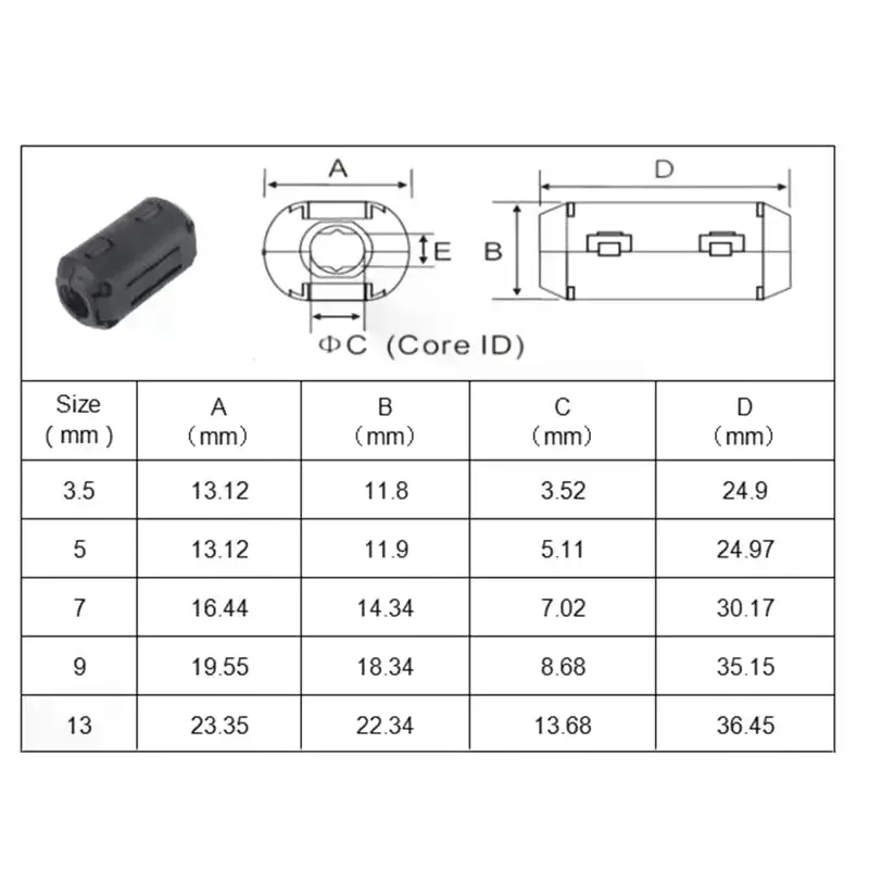 EMI RFI Noise Filter Ferrite Bead Core Clip-on Set for Audio Video USB Cables - 10pcs Set
