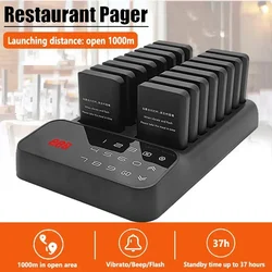 Sistema de buscapersonas inalámbrico para llamar al camarero de restaurante, sistema de colas de clientes, Extractor de comidas, colas, 16 receptores para café