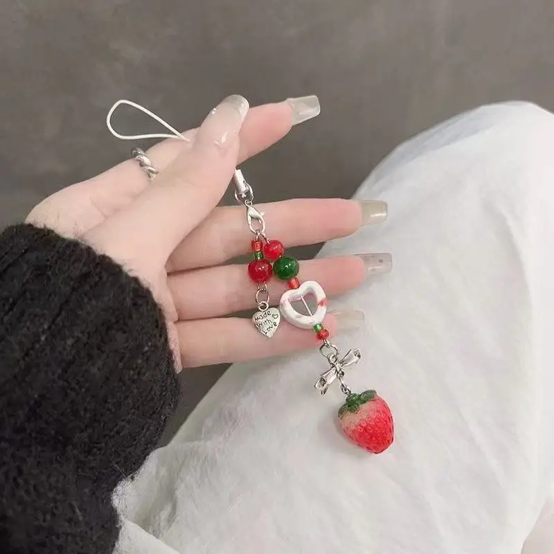 Cute Christmas Phone Chain Pendant Wrist Strap Anti-lost Lanyard Festival For iPhone Decorative Strap Bracelet Phone Accessories