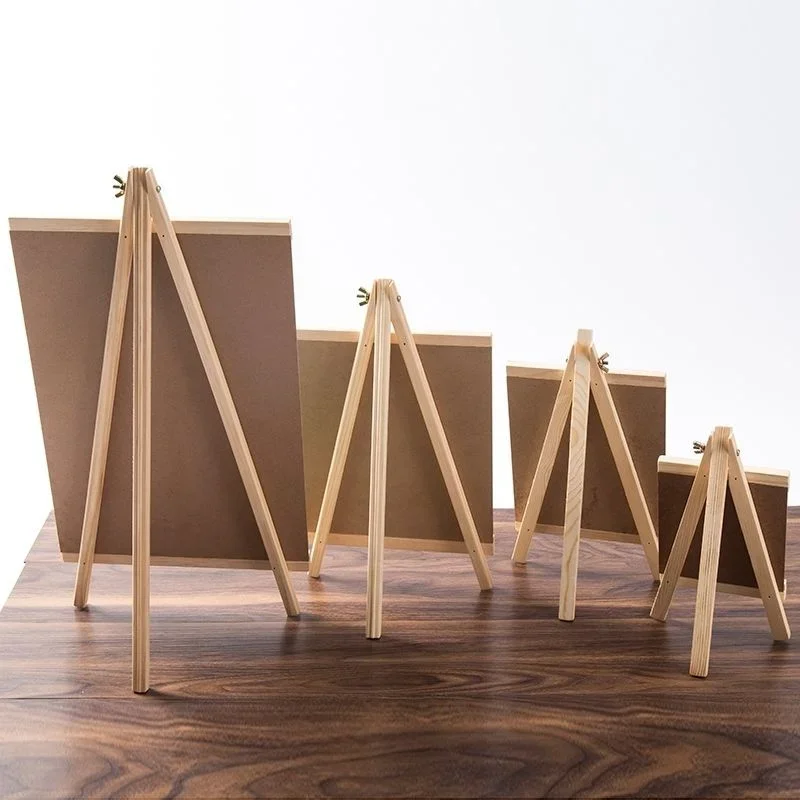 طاولة بإطار من خشب الصنوبر الصغير لسطح المكتب - لوحة سوداء علوية مع لوحات إعلانات رسم بحامل #3