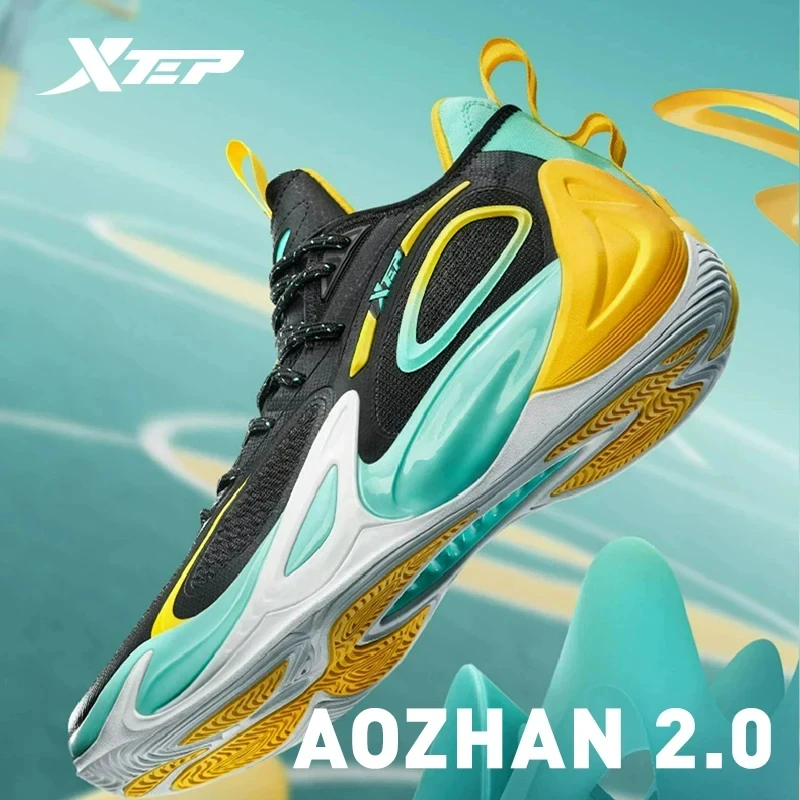 Xtep Aozhan 2.0 Basketball Shoes Men Shock Absorption Professional Combat Sport Shoes Mid Top Cushioning Sneakers 977319120010