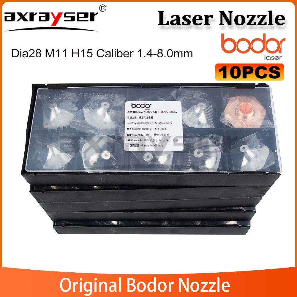 

10PCS Bodor Original Laser Nozzle Single Layer Dia28 M11 H15 Caliber 1.4-8.0mm Copper Nozzle for Fiber Laser Cutting Head