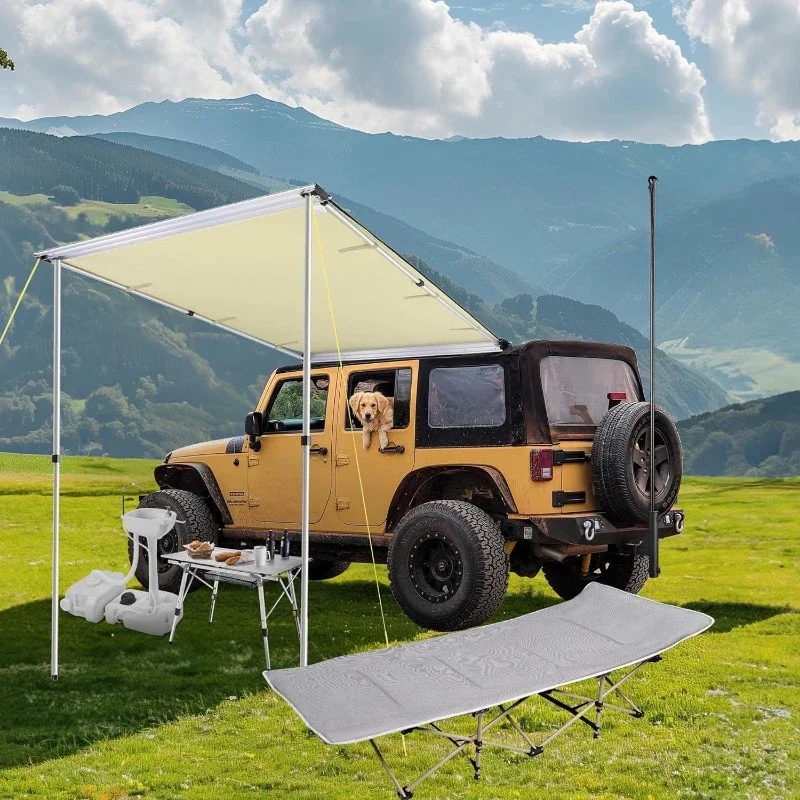 6.6x8.2' Car Side Awning SUV Truck Vehicle Awning Rooftop Pull Out Tent Shelter PU2000mm UV50+ Shade SUV Outdoor