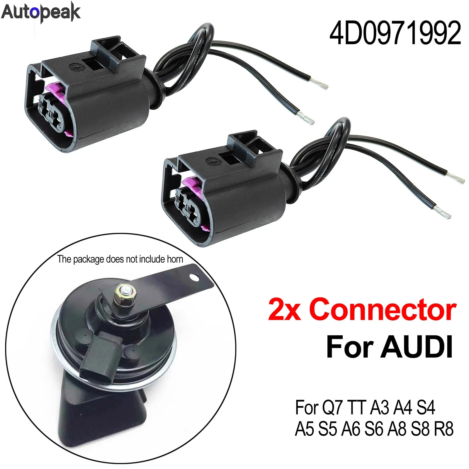 

2Pc For AUDI Q7 TT A3 A4 S4 A5 S5 A6 S6 A8 S8 R8 2PIN Electrical Horn Connector Sealed Female Plug Repair Kit Loom socket Wiring