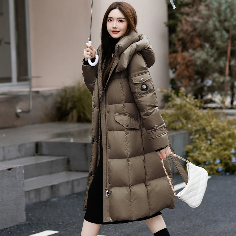 Winter Long Knee-length Women\'s Down Jacket Women\'s Coats Classic 90 Duck Down Jacket High-end Elegant Temperament Fashion Parka