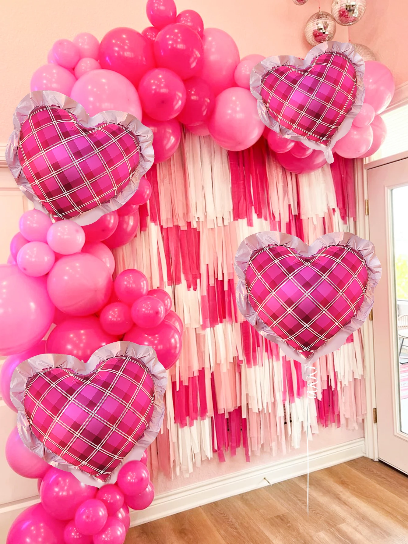 2/4pcs Hot pink heart-shaped balloons,perfect for birthday decorations,engagements,parties,anniversaries,and bridal showers. view 5