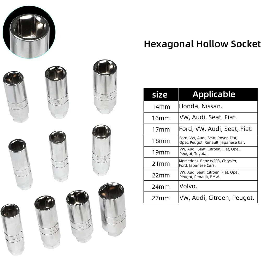 47pcs Shock Absorber Strut Nut Removal Fixed Kit Steering Hub Suspension Strut Spreader Remove Socket with Ratchet Adaptors