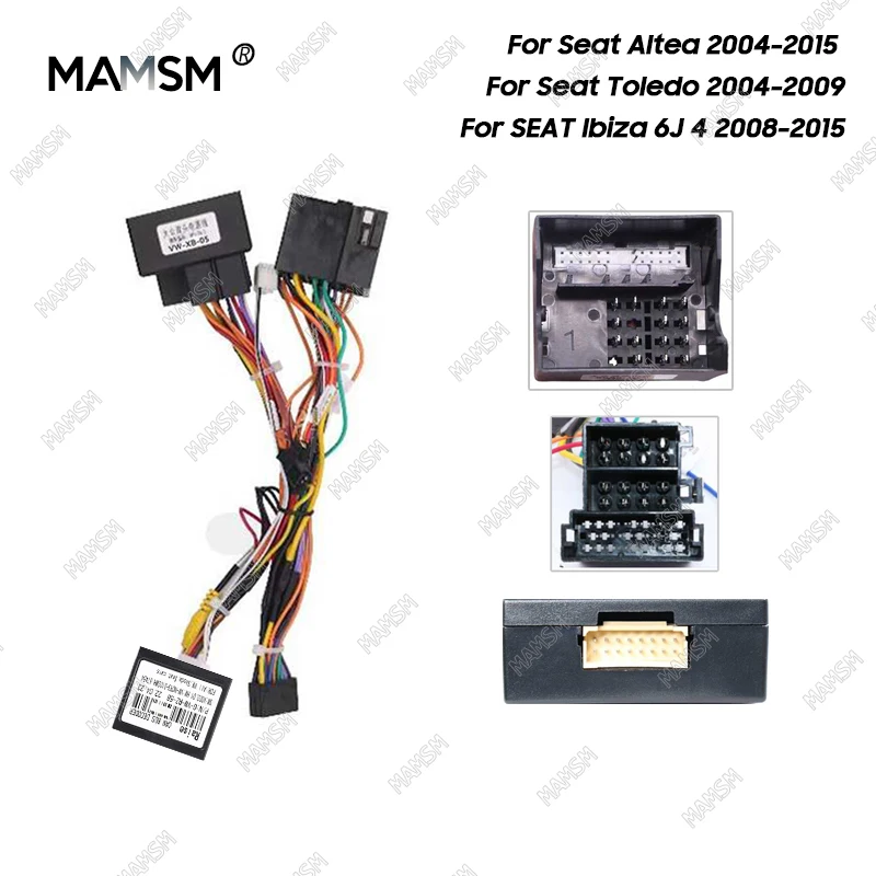 Mamsm auto 16pin kabelbaum adapter canbus box decoder für sitz leon ibiza arona altea android radio stromkabel G-VW-RZ-58