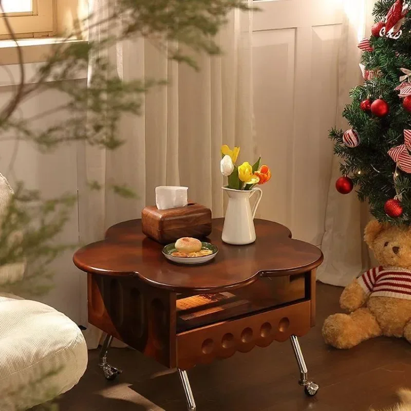 The living room can be moved to lift medieval furniture, small apartment solid wood edge table  table