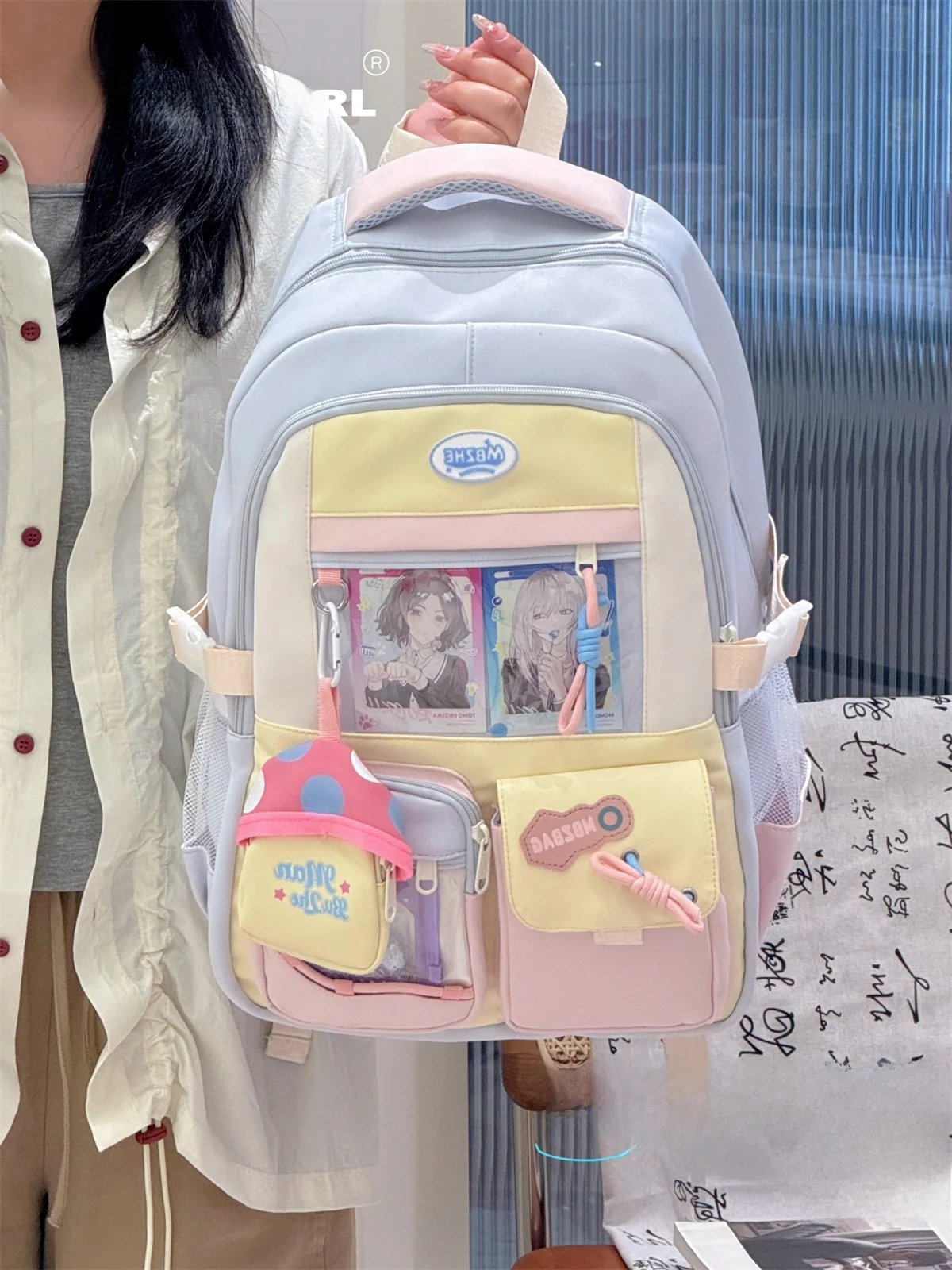 Mochila Adorable de an Capacidad con Diseño de Gato Naranja para Estudiantes de Secunia y Preparatoria, Bolsa de Doble A...