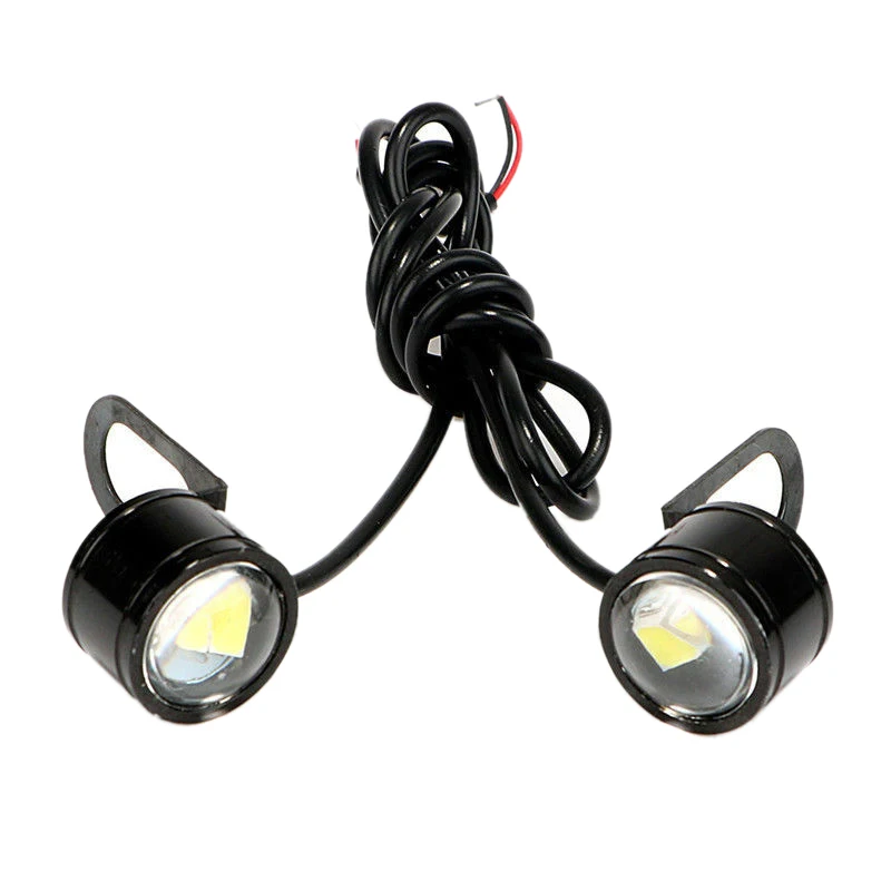 2 Pcs White LED Motorcycle Headlight Spotlight Driving Daytime Running Light Lamp