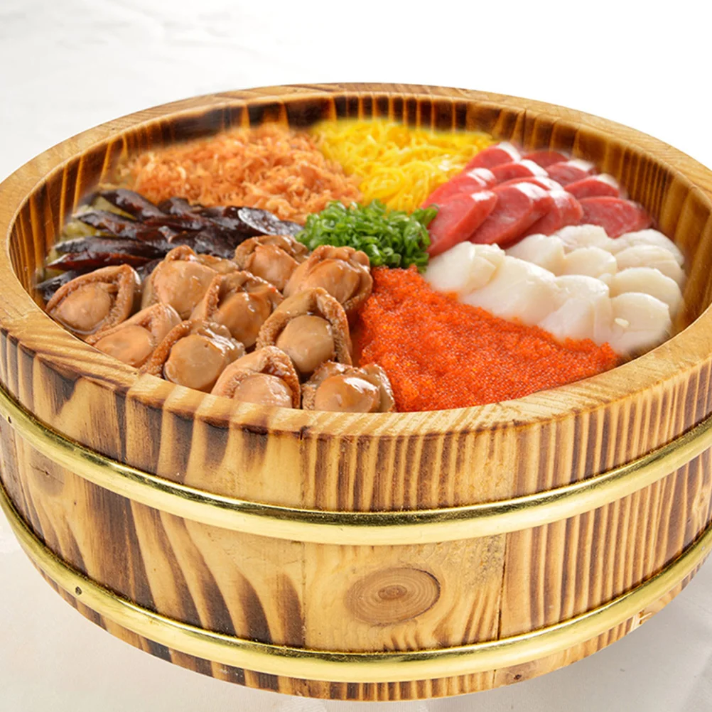 

Sushi Rice Bowl Wooden Bucket Smooth Surface Food Container Kitchen Storage Restaurant Home Picnic Durability Japanese Style