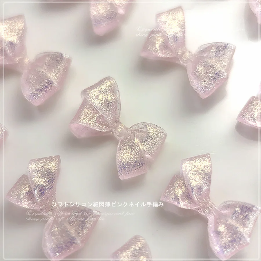 30PCS Morbido 3D Acrilico Fiocco Unghie artistiche Pendenti e Ciondoli Glitter Rosa Bowknot Accessori Per Unghie Decorazione Manicure Decor Forniture Materiale