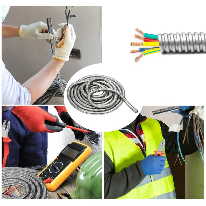 طول 3 متر مرنة 304 الفولاذ المقاوم للصدأ الأنابيب المموجة سلك خط كابل قناة حماية خرطوم أنبوب القطر الداخلي 4 مللي متر-20 مللي متر #5