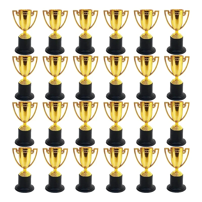 24 Pack Plastic Gold Award Trophy Cups For Party Favors,Rewards,Sports,Competitions