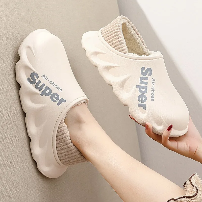 winter Warm Home Shoes Waterproof cotton slippers women thick bottom Plush Indoor Non Slip Fuzzy Floor Female Men Male new 2024