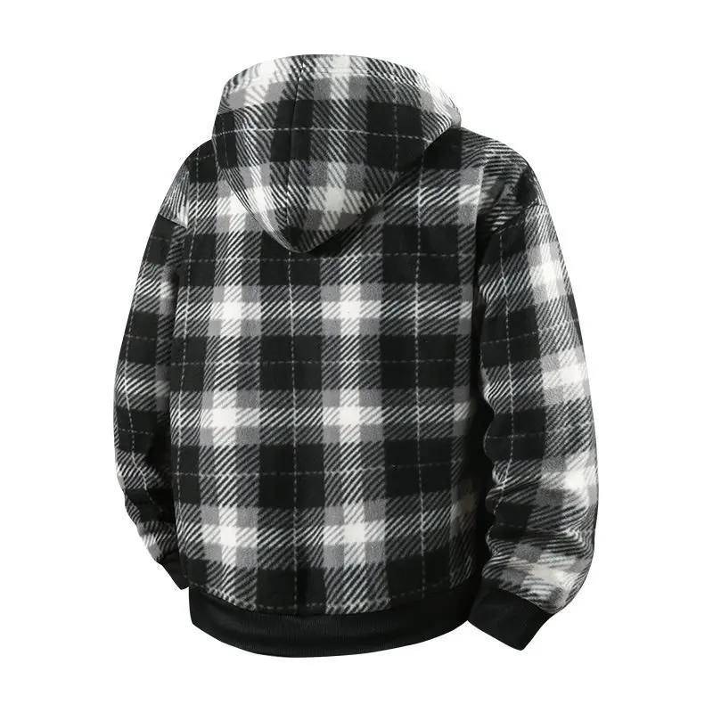 

Men's Plaid Hooded Jacket Long Sleeve Warm Casual Jacket Autumn Winter Fashion Trend Casual and Versatile High Quality Coat
