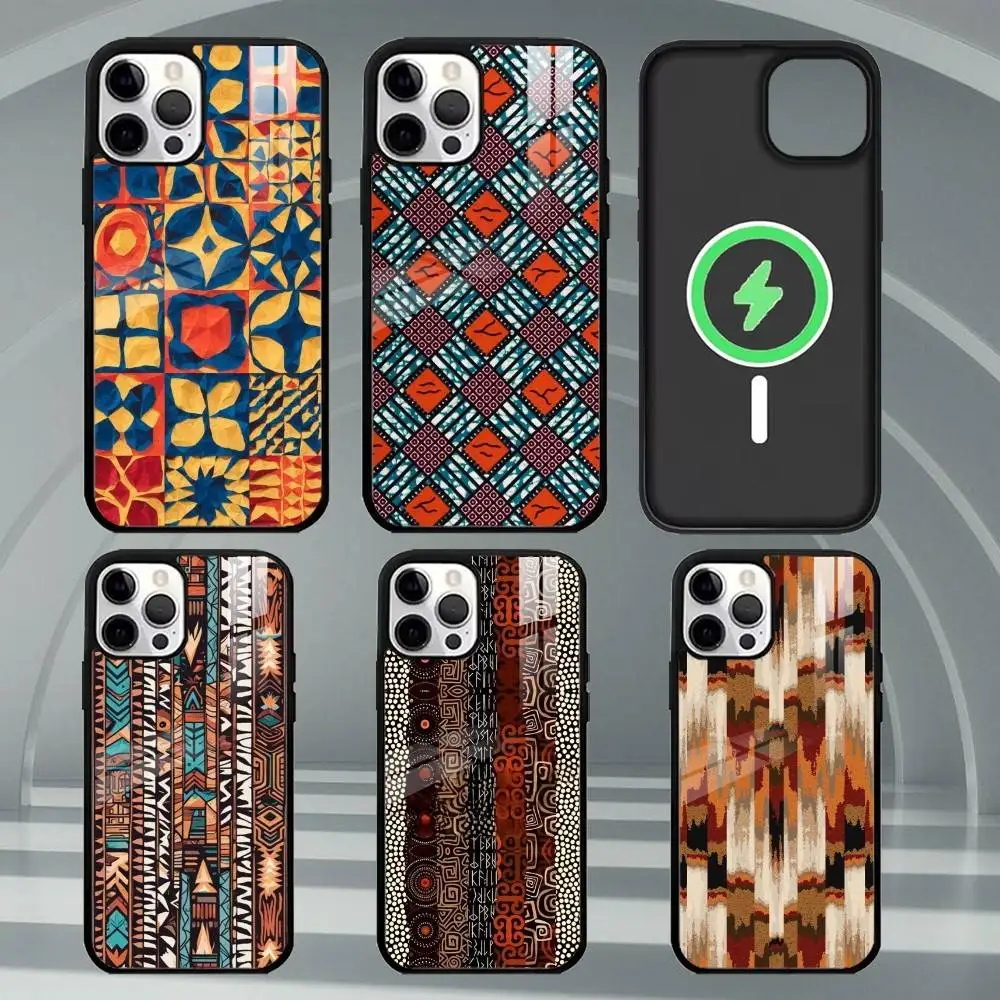 

W-Wax Fabric A-African Phone Case For iPhone17,16,15,14,13,12,11 Plus,Pro Max Magnetic For Magsafe Wireless Charging
