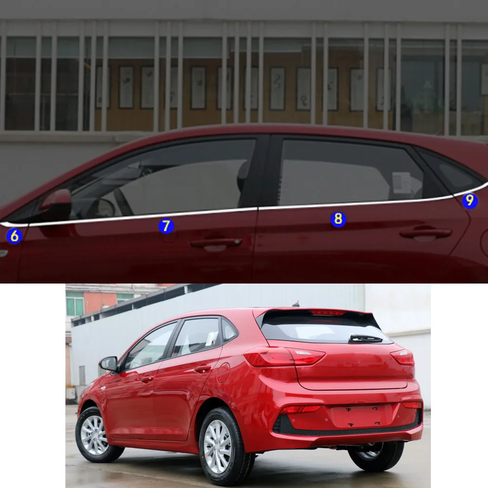 For Hyundai VERNA Hatchback  2017 2018 2019 2020 2021 Car Styling Sticker Garnish Pillar Window Middle Strip Trim Frame Hoods