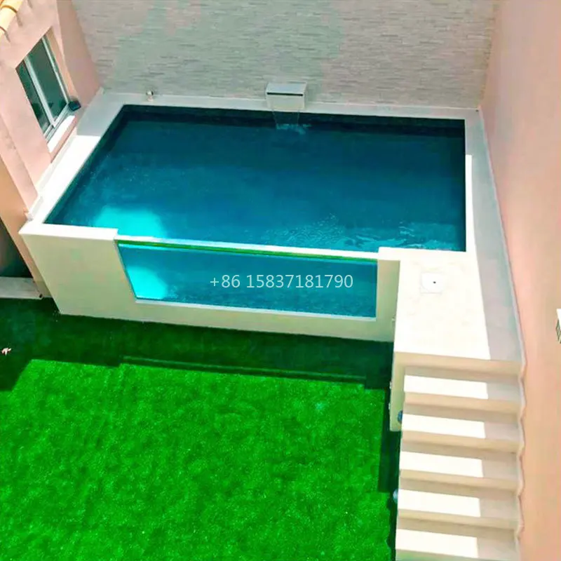 Piscina de tamaño personalizado, parque infantil de madera, diversión con agua, Piscina, ventana de vidrio de fibra de vidrio transparente, piscinas al aire libre sobre el suelo