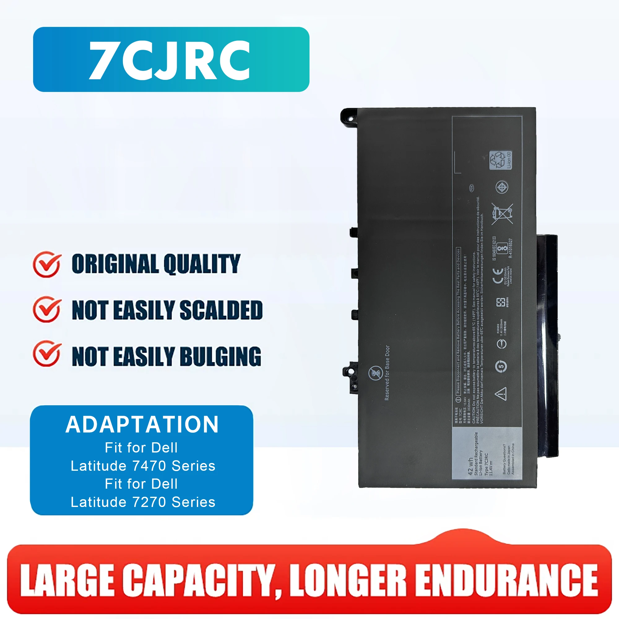 

New 7CJRC 11.4V 42Wh Laptop Battery E7470 Series 12 E7270 Battery For Dell Latitude E7470 E7270 21X15 v6vmn