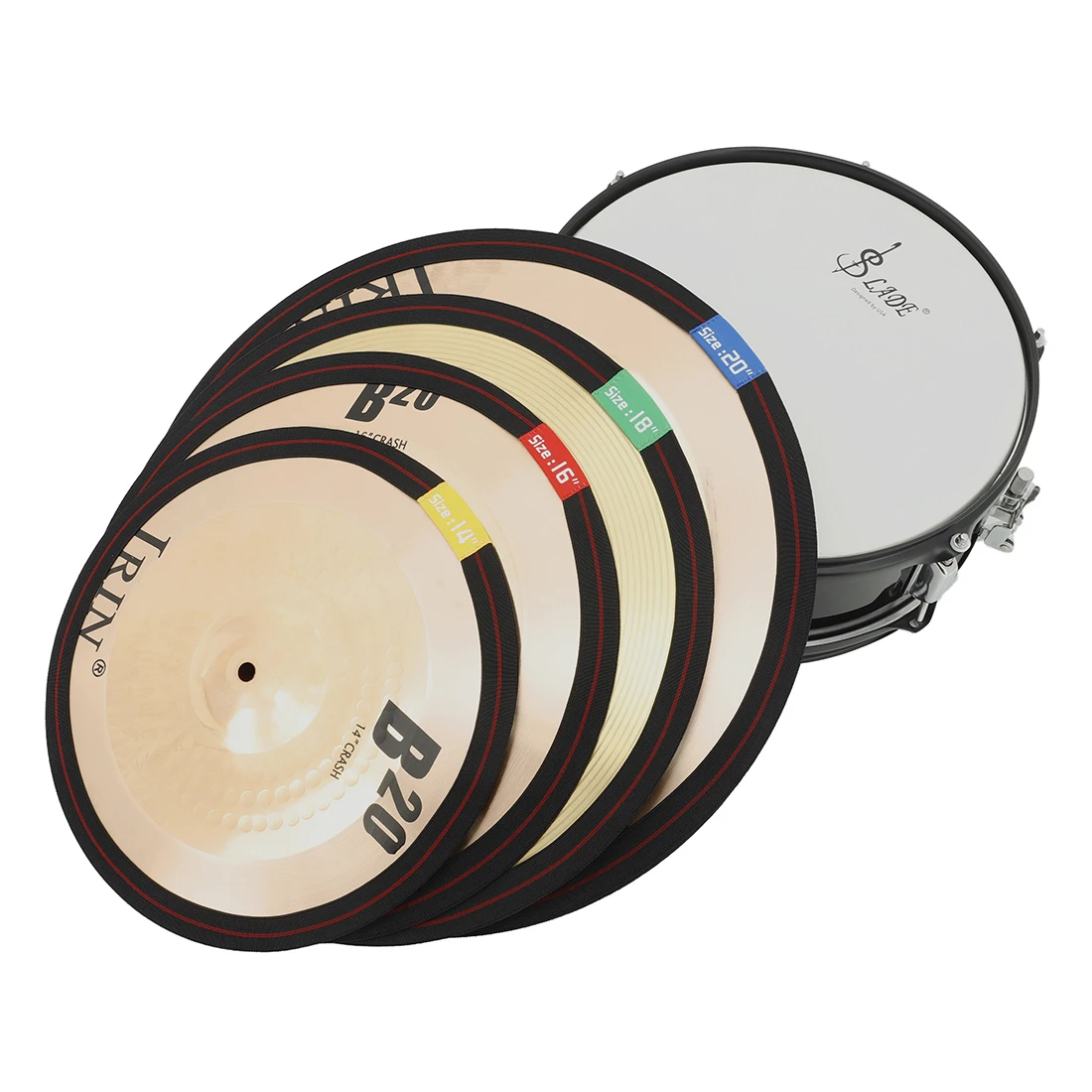 Drum Cymbal Mute Silence Pad Tape Elastic Belt Dampener Drumming Practice 14/16/18/20 Inch Drum Set Kit Parts & Accessories