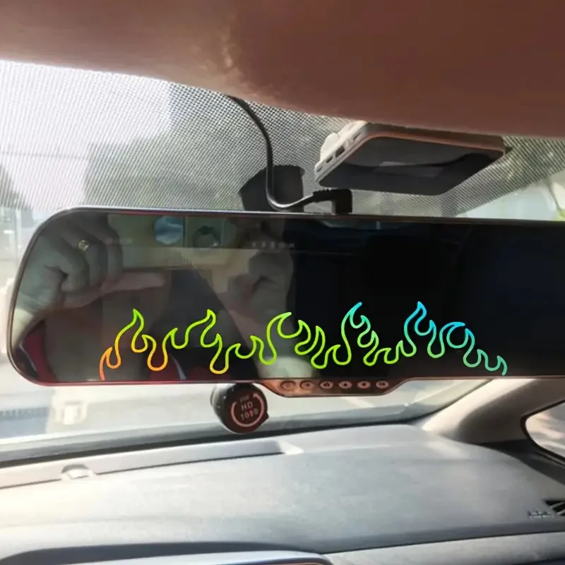 

1PC Auto Rearview Mirror Sticker: White Flame Design for Decoration For Car Motorcycle Bicycle Moto Laptop Dashboard Mirror