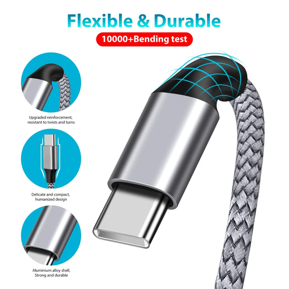 Cable de carga rápida tipo C a tipo C PD 60W 3m 5m 8m 10m extensible para iPhone 15 Pro Max Huawei Xiaomi Samsung 2