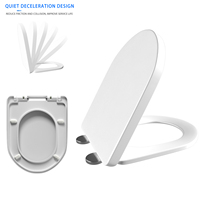 Premium Toilet Seat D-Shape Soft-Close Toilet Lid ,Quick Release , White Antibacterial Toilet Lid with Adjustable Hinges