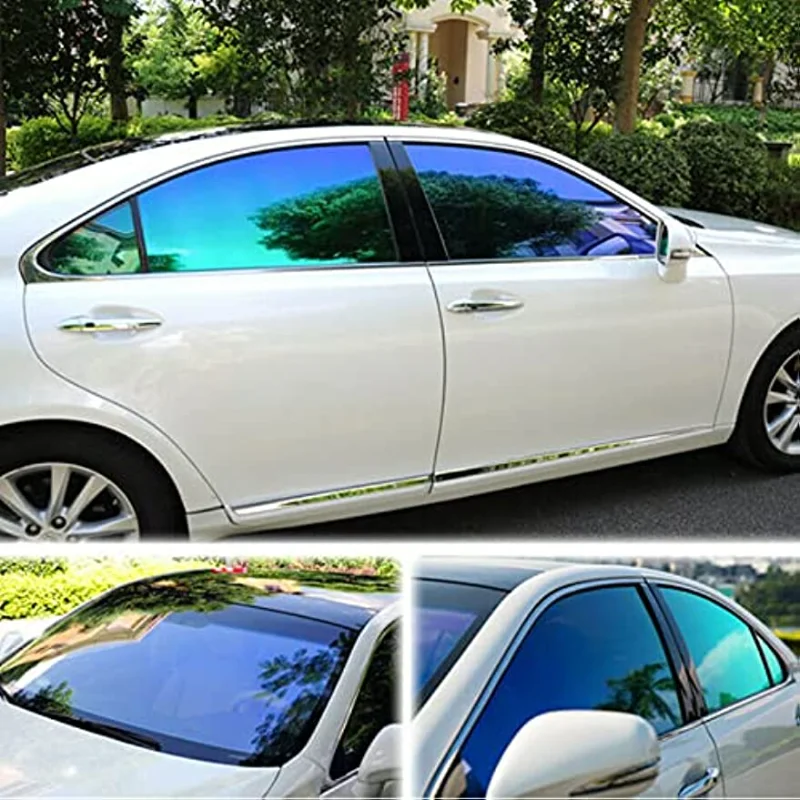 Window Tint for Cars,Chameleon Purple Blue Solar Protection Sticker Front Windshield Sun Shade Heat & UV Block