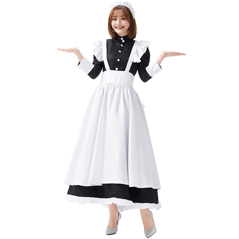 Classic Victorian Servant Girl Costume Manor Abbey Maid Fantasy Uniform Cosplay Carnival Halloween Fancy Party Dress