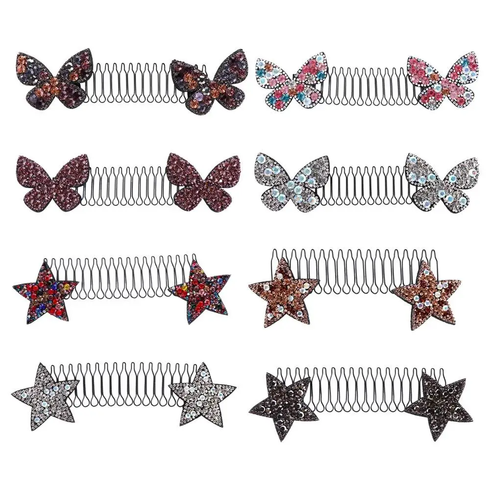 

Rhinestone U Shape Hair Styling Comb Butterfly Star Invisible Extra Hair Holder Fixed Combs Hair Wear Spring Hair Comb Children