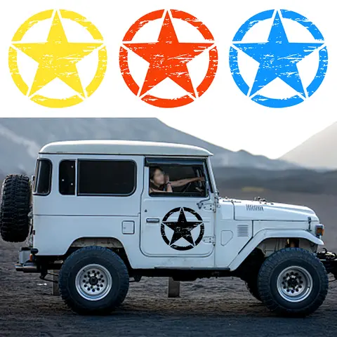50 सेमी बड़ा स्टार ग्राफिक कारों पर जलरोधक आर्मी स्टार डिस्ट्रेस्ड डीकल जीप स्टिकर के लिए बड़ा हुड ग्राफिक बॉडी अधिकांश वाहनों के लिए फिट बैठता है 8 best sales जीप डिकल्स - №4