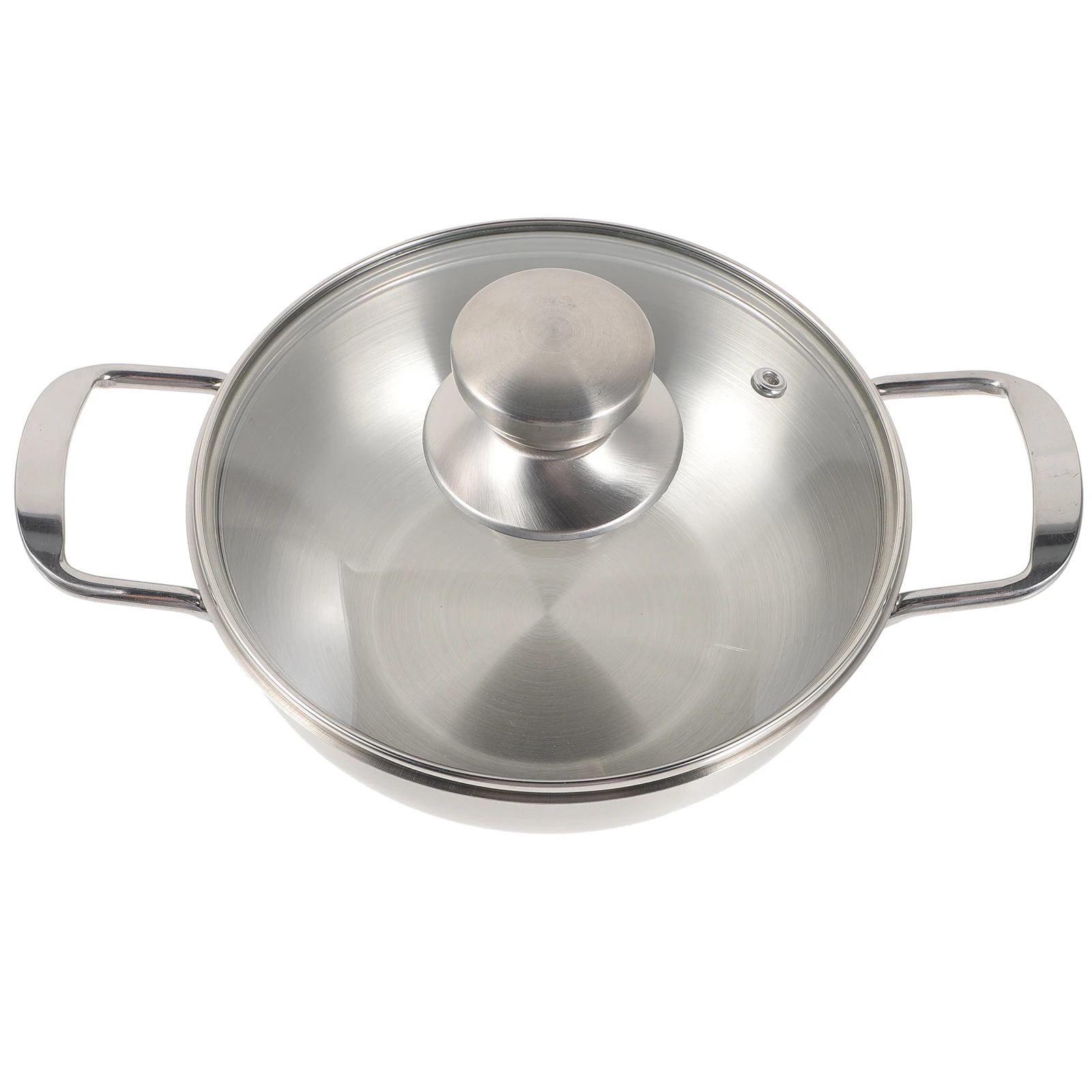 

Portable Outdoor Camping Pot Mini Cooking Household Hot Stainless Steel Double Handle Pans Durable Kitchen Cookware