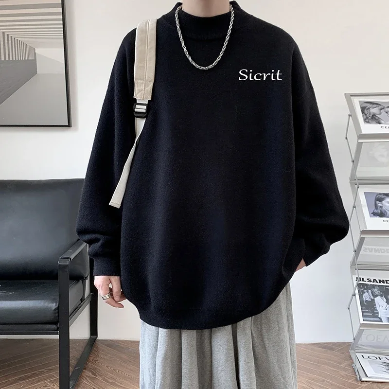 

Men's Oversized Sweaters Fashion Autumn Knitted Sweater Casual Wear for Man Full Sleeve Knit Pulloves Letter Print Men Clothing