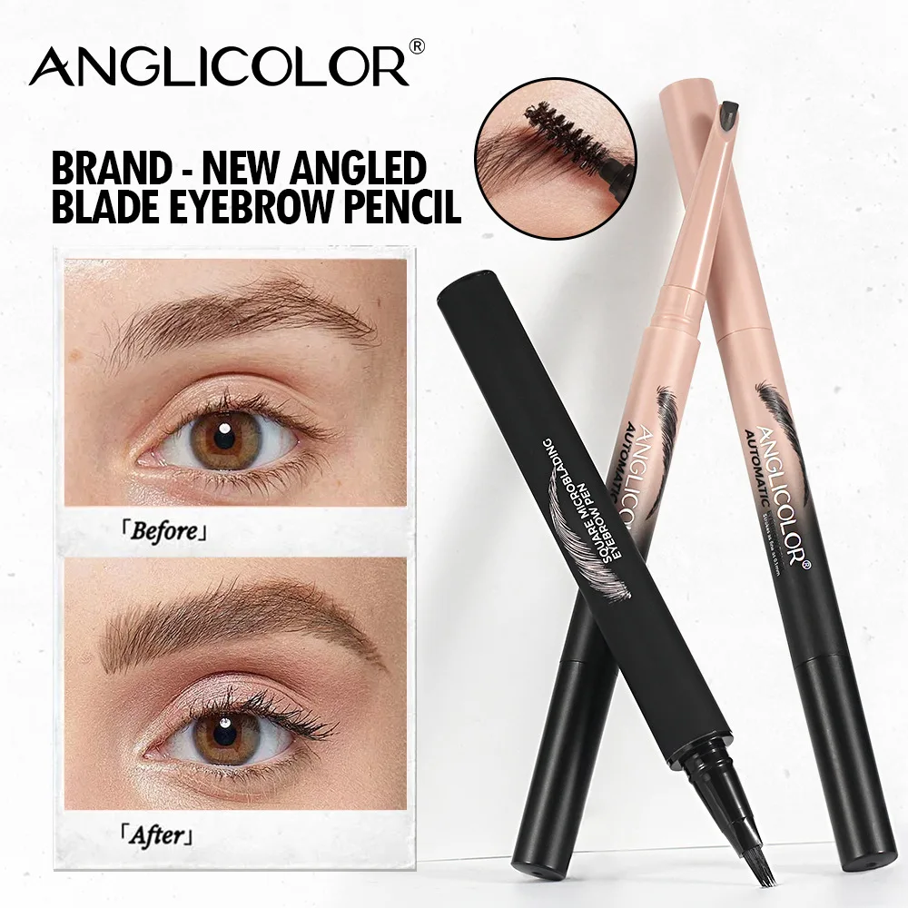 Stylo à sourcils étanche à pointe fendue, résistant aux taches/à l'huile de sueur, sourcils moelleux 24H avec coups semblables à des cheveux, brosse de précision Anti-affaissement