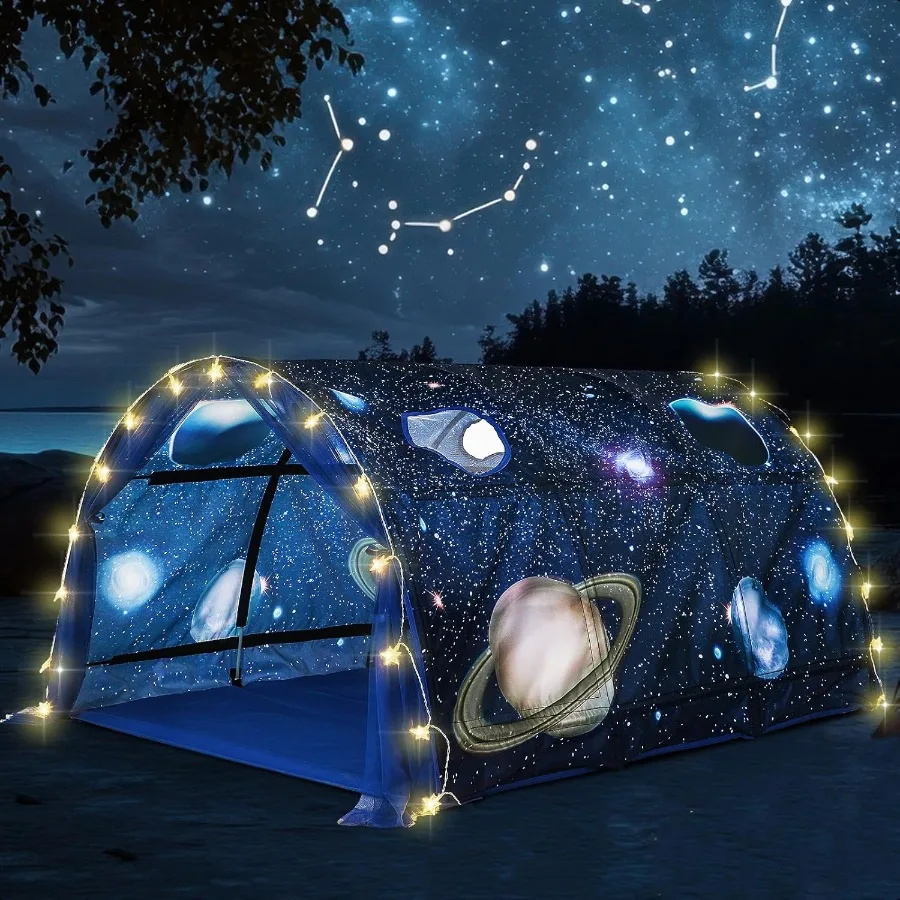 

Galaxy Bed Tent for Large Twin Tent Toddler Play Bed with Carry Bag Foldable for Girls Boys Bedroom Indoor Games