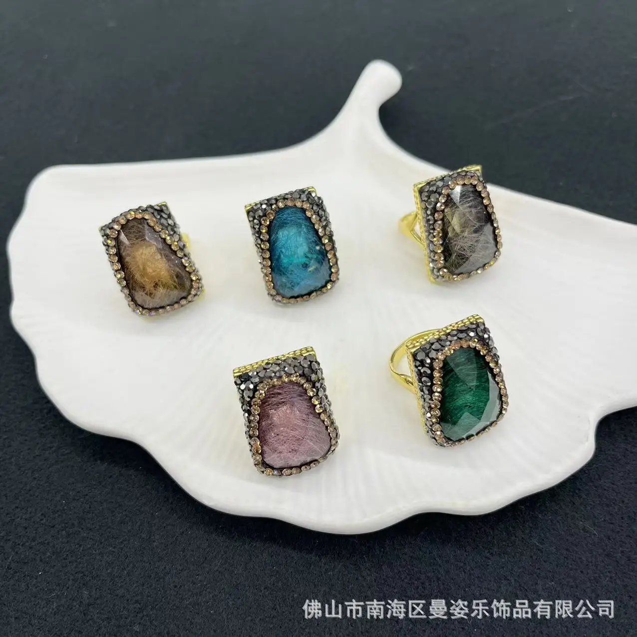 DIY accessories New imitation Opal ring European and American French personalized ring high-end section, jewelry Internet celebr