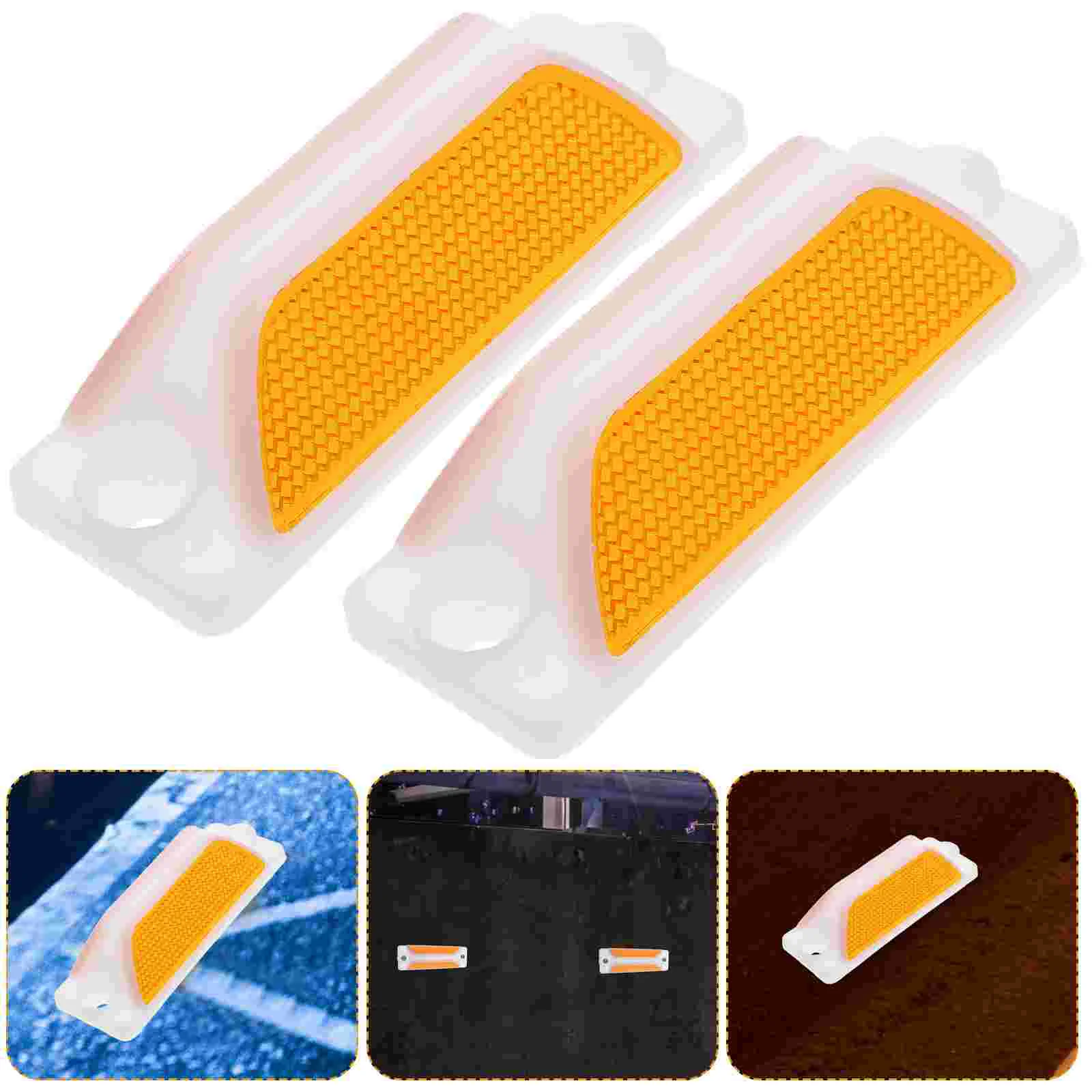 

2 Pcs Reflective Delineator Marker Pavement Delineators Driveway Double Yellow Markers Reflectors Polycarbonate Plastic Road