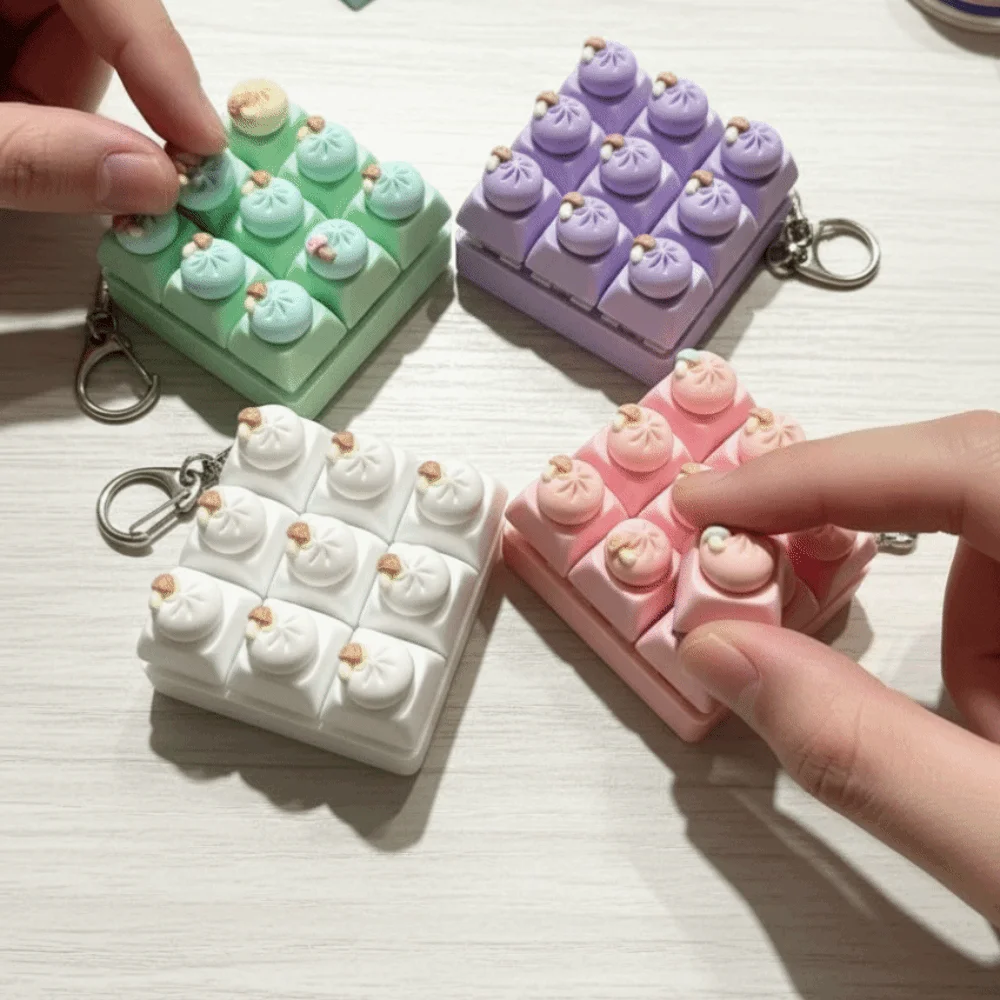 LED Light Keyboard Fidget 9 Button Pocket Size Finger Keyboard Pendant Crisp Sound Dumpling Fidget Keychain Pass The Time