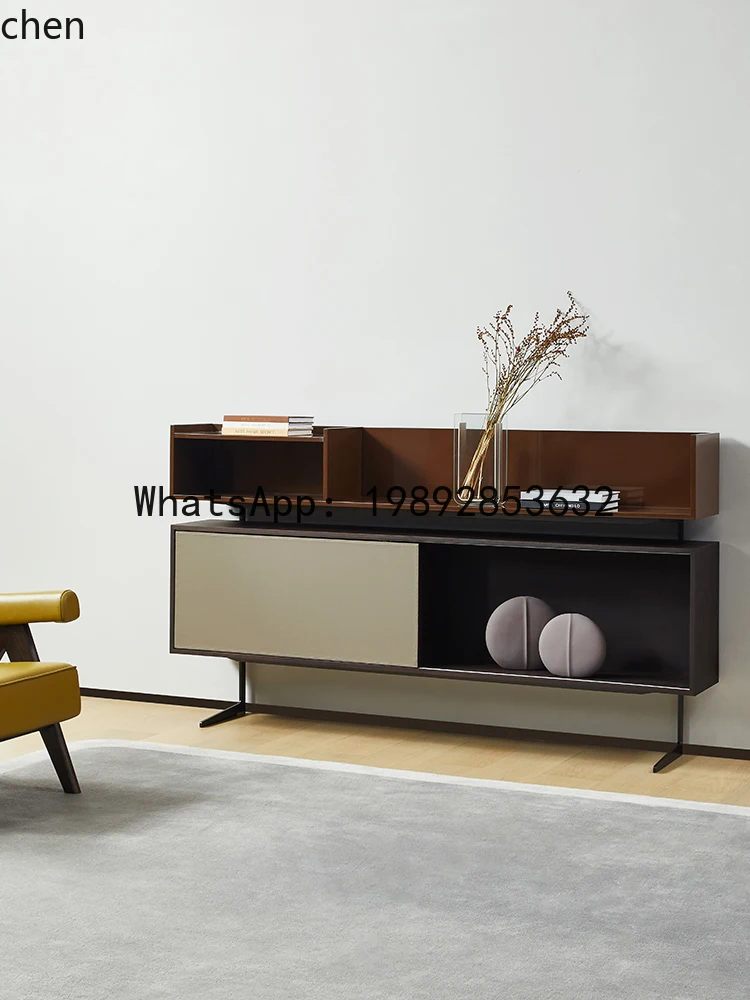 

minimalist living room storage dining side cabinet modern light luxury industrial style solid wood dining wine cabinet