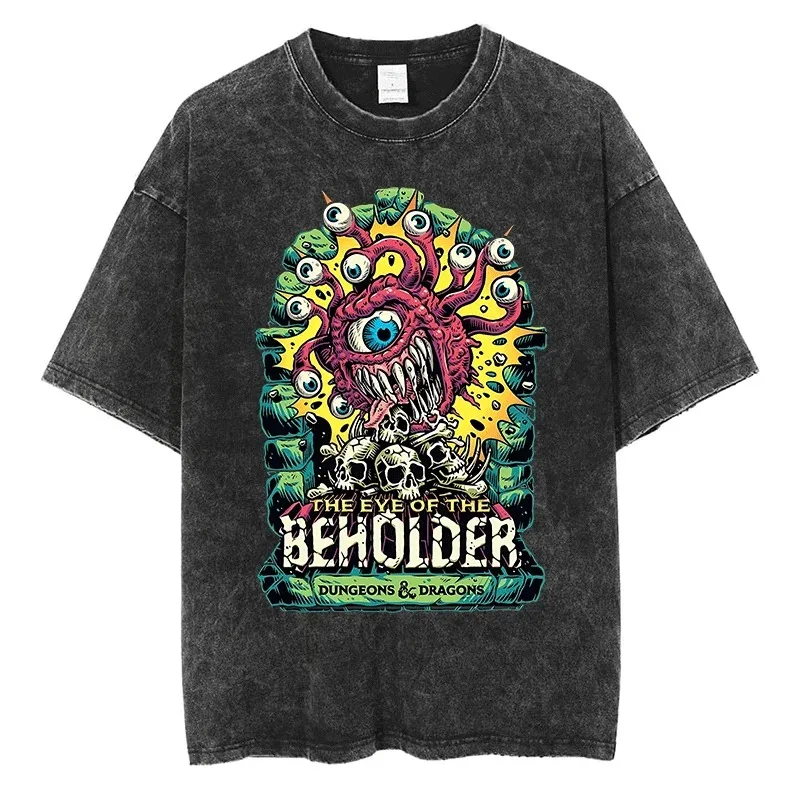 THE EYE OF THE BEHOLDER Gothic Graphic Print T Shirt Fashion Hip Hop Men Women Streetwear Cotton Vintage Oversized Black Tees