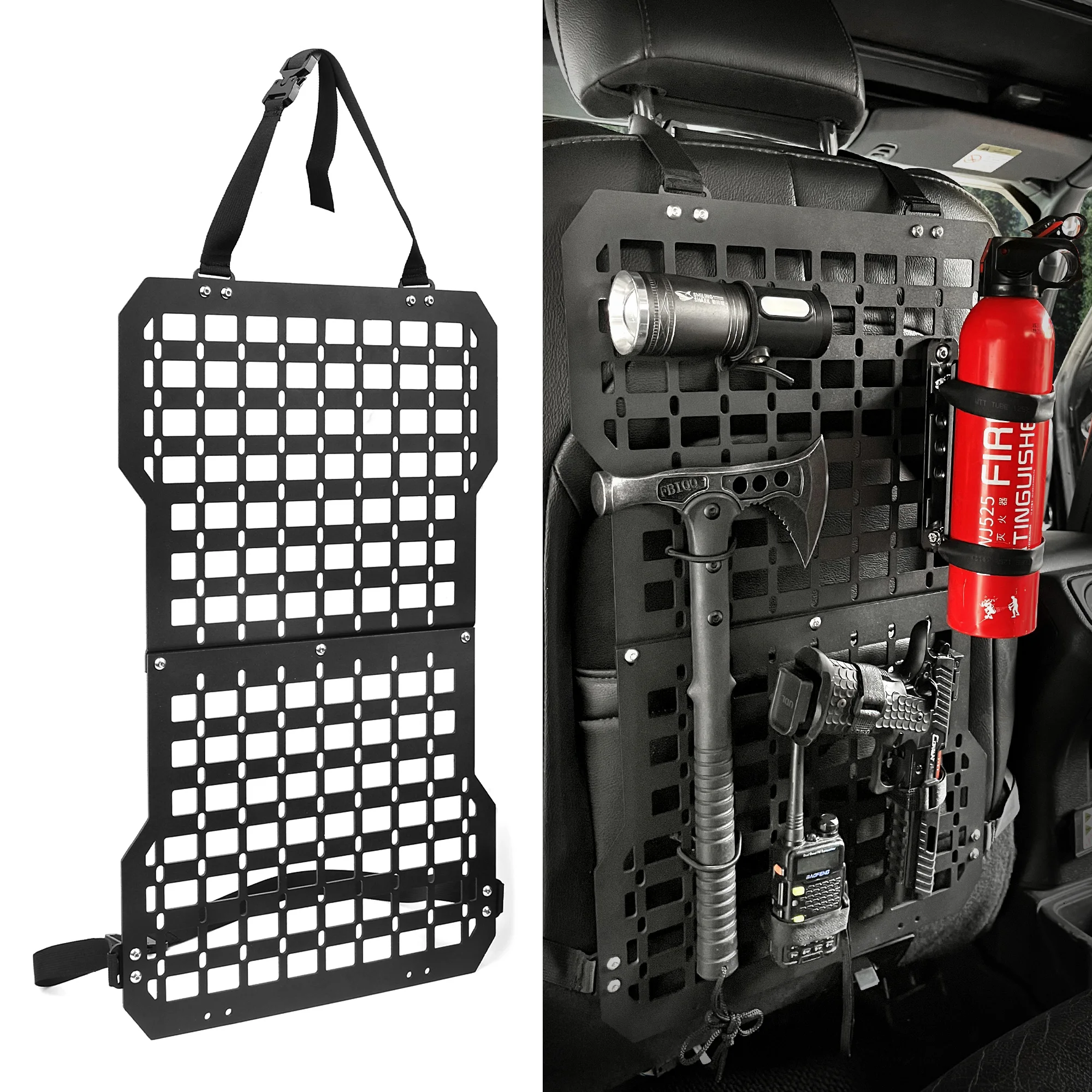 

Tactical Seat Back Organizer with Gun Rack Holder Compatible with All Vehicles